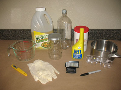 supplies for making a 1-liter batch of biodiesel